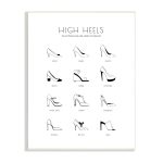 Stupell Ultimate High-Heel Shoe Vocabulary Glam Fashion Chart Wood Wall Art - White - 10 x 15