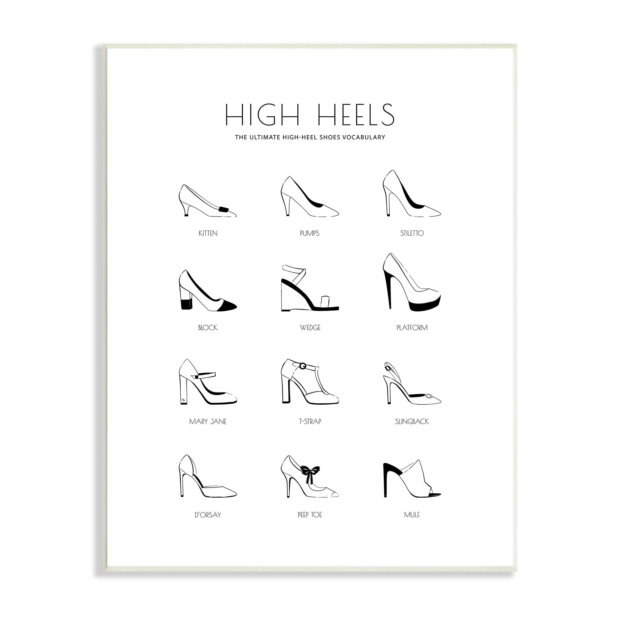 391a21155a24cafd26ae9d0d5b2cf322b8f47814ec3184dc7984335dfa377054.jpg Stupell Industries Ultimate High-Heel Shoe Vocabulary Glam Fashion Chart, 13 x 19, Designed by Martina Pavlova, White - Image 1