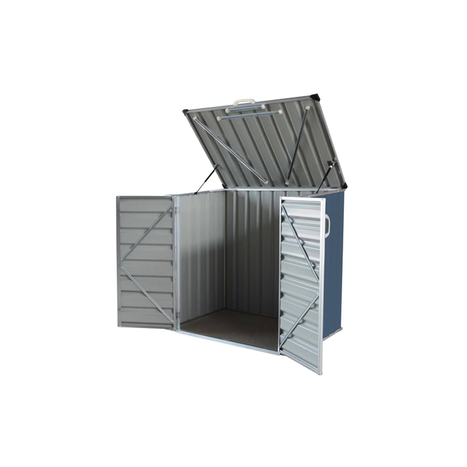 392647722571bb808e27c892ed42000919f09e1cb97bf851f86fc0c614a64d6e.jpg Build-Well 7838386 5 x 3 ft. Metal Horizontal Storage Shed Without Floor Kit - Image 1