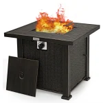 Gymax 30" Gas Fire Pit Table 50, 000 BTU Square Propane Fire Pit Table W/ Cover