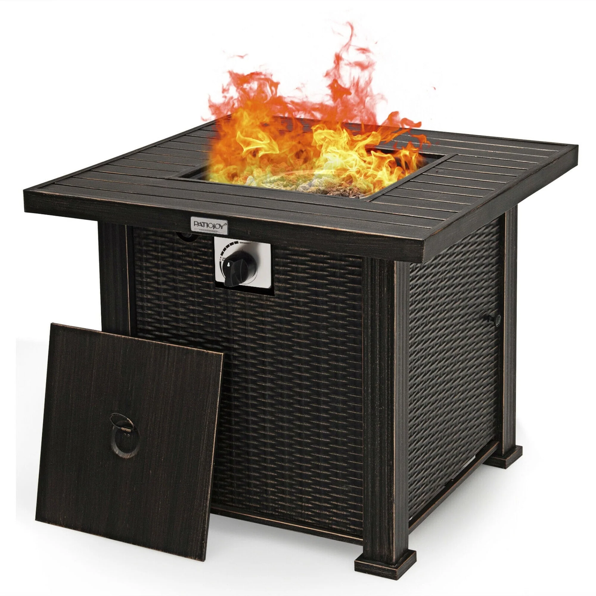392eb5316d1967d34f1f542299a664f8e8fa1c31a8b4f95b118afc88fab91b5c.webp Gymax 30" Gas Fire Pit Table 50, 000 BTU Square Propane Fire Pit Table W/ Cover - Image 1