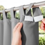 NICETOWN Outdoor Curtain for Patio Waterproof 95 inch Length, Sticky Tab Top Thermal Insulated Blackout Window Treatment Divider Protect Privacy for