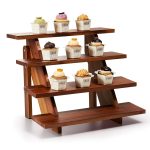TIDITA Acacia Cupcake Display Stand - Display Stand for Vendors - Wood Cupcake Stands for Dessert - Wooden Display Shelves - Farmhouse Table Cake