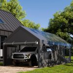 10 ft. W x 20 ft. D Heavy Duty Carport Portable Garage Walsunny Color: Gray