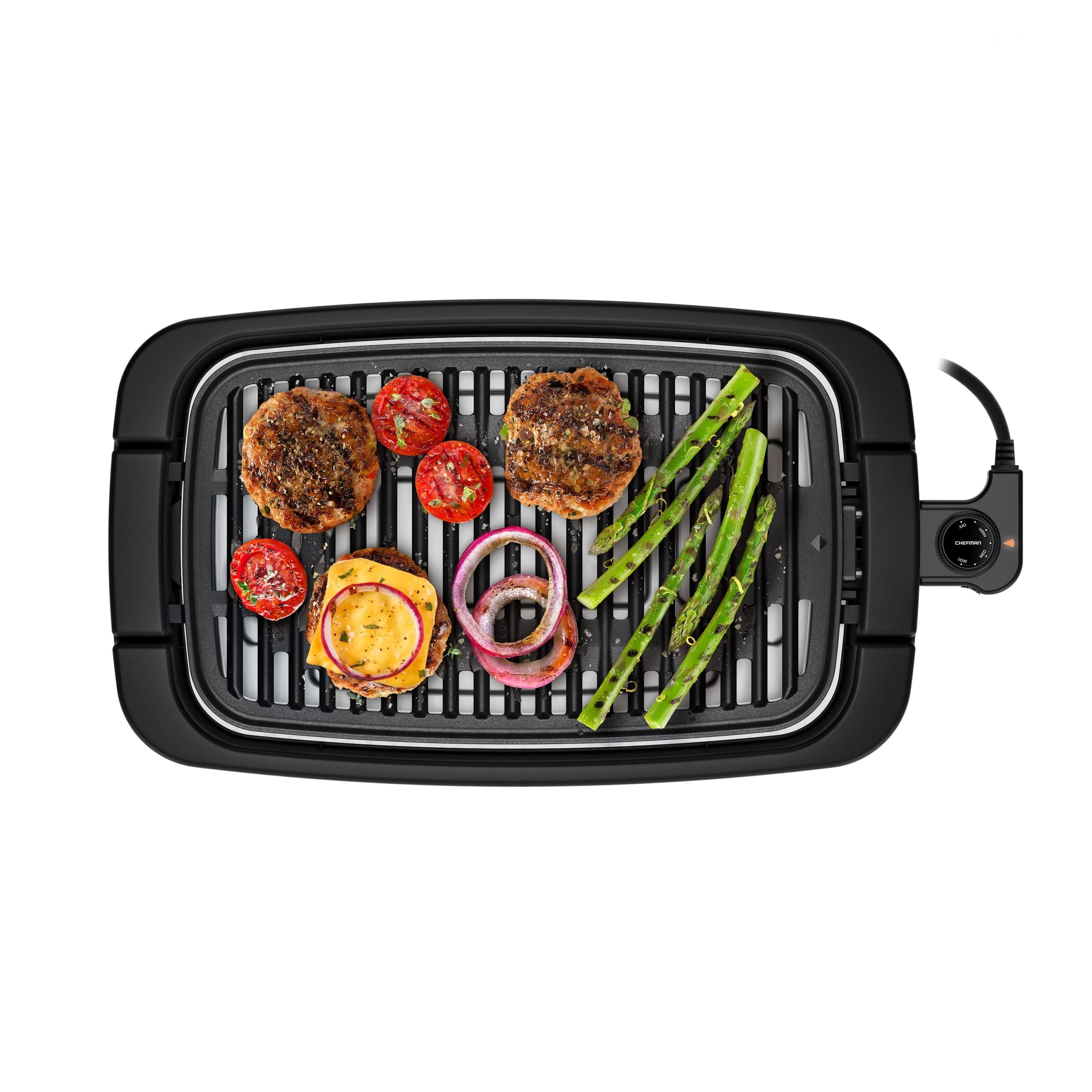 396855c33ca598049cc88a7cd3e575ad767a7a600d40f308bdd777aa6726580c.jpg Chefman Smokeless Indoor Electric Grill, Adjustable Temperature Control, Dishwasher-Safe Parts - Image 1