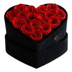 Passion Heart Black Velvet Flower Bouquet - Red