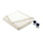 Beautyrest Heated Ribbed Microfleece Blanket, Ivory, Queen