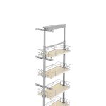 Rev-A-Shelf 10 in Chrome Solid Bottom Pantry Pullout Soft Close 5350-10-Maple