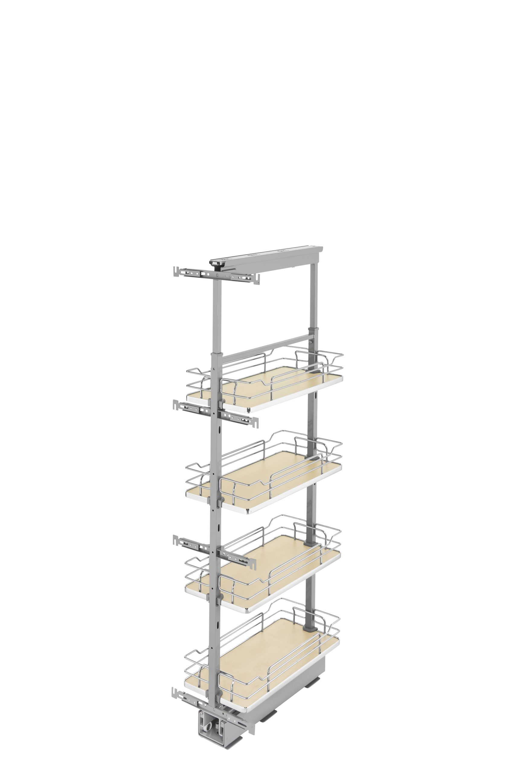 399d6ee461fea9b498490a56215b423a92dcbafb0823b158ead68c57e7ddb5b6.jpg Rev-A-Shelf 10 in Chrome Solid Bottom Pantry Pullout Soft Close 5350-10-Maple - Image 1