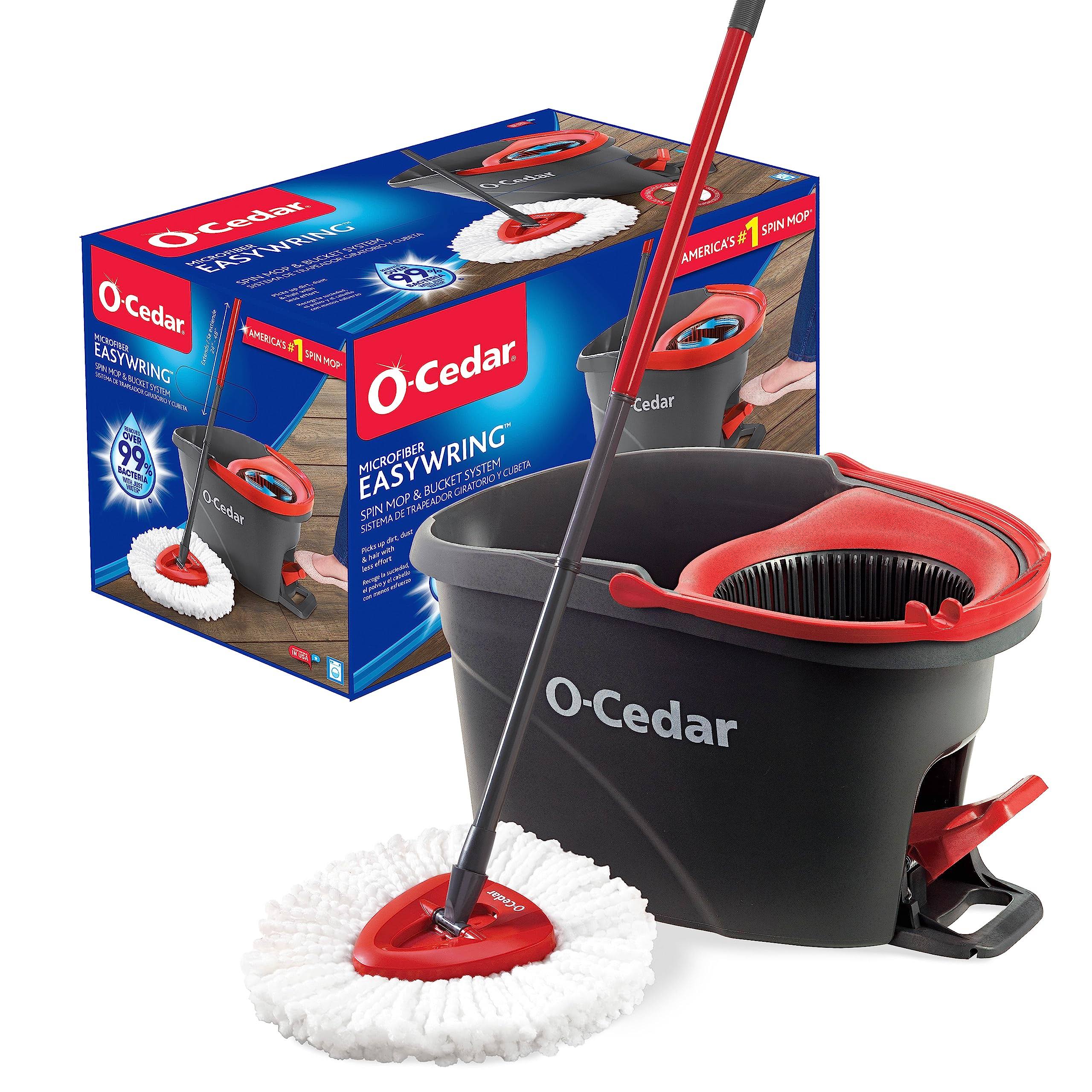 39c5b9b27ba00fe2bb67f860d3720161f33505fdeef9a18d7778e166de4f47b8.jpg O-Cedar EasyWring Microfiber Spin Mop and Bucket Floor Cleaning System - Image 1