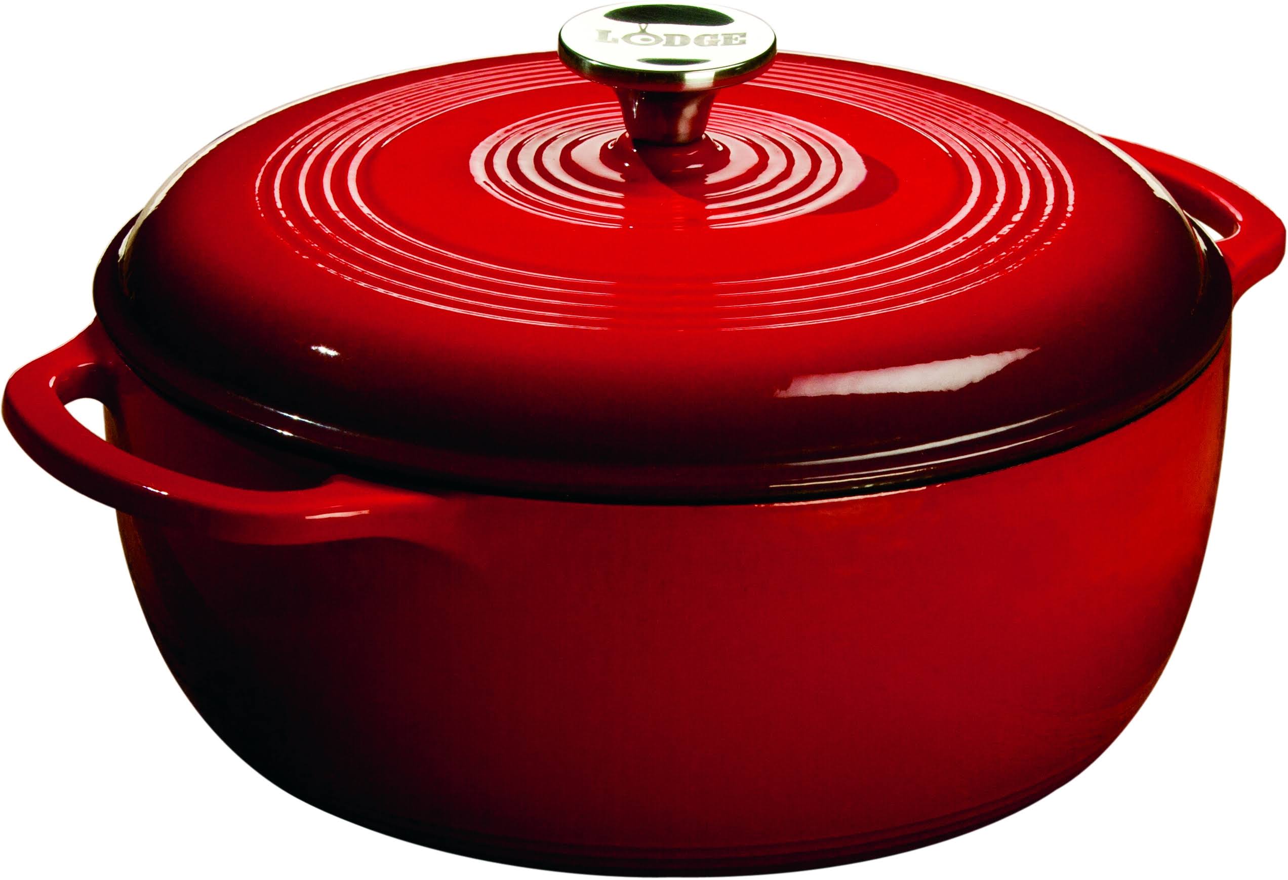 39edd2e2dd1b918beb582ca50b337c24e89699ba3295c0099560c2b6c93589b0.jpg Lodge Enameled Cast Iron 4.6-Quart Dutch Oven, Red - Image 1