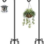 Garbuildman 76 inch Tall Shepherd Hooks with 5-Forked Base, Adjustable Heavy Duty Bird Feeder Pole Stand Hanger for Outdoor, Shiny Black, 2 Pack