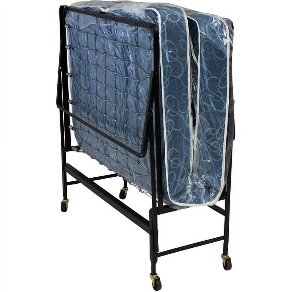 39f73698729f0a3e30b47ebe2fd7ebd186dca3ab20fcebde593849b04672dc6c.webp Hollywood Bed Frame Rollaway Bed Spring Mattress, Foldable with Wheels, Twin - Image 1