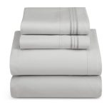 Nestl Bedding Queen 4 Piece Bed Sheet Set Queen Silver Gray Large