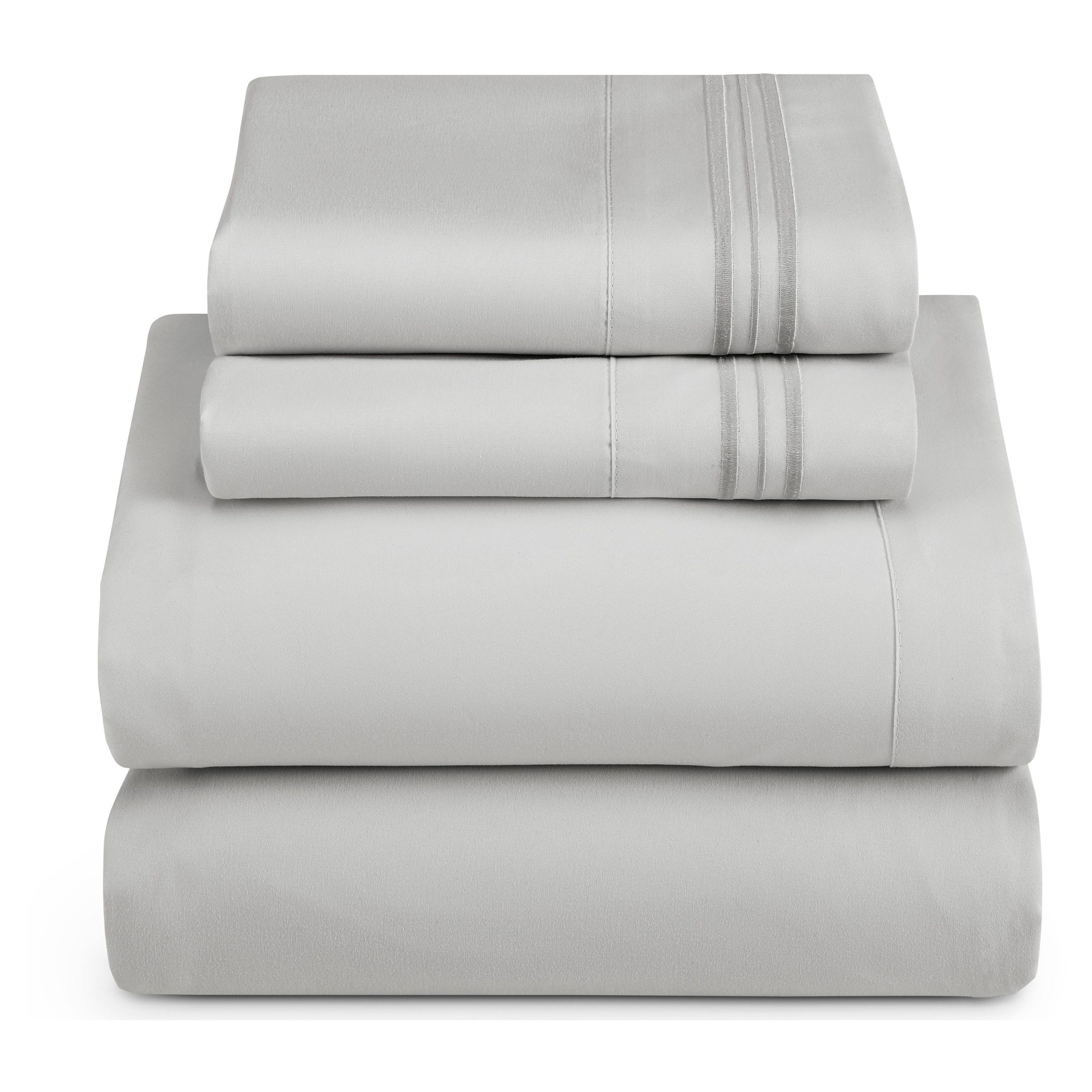 39fad9280fbbc1f885ac28d235d773d7c979b3a18d68fc792cbd59f847d5bf77.jpg Nestl Bedding Queen 4 Piece Bed Sheet Set Queen Silver Gray Large - Image 1