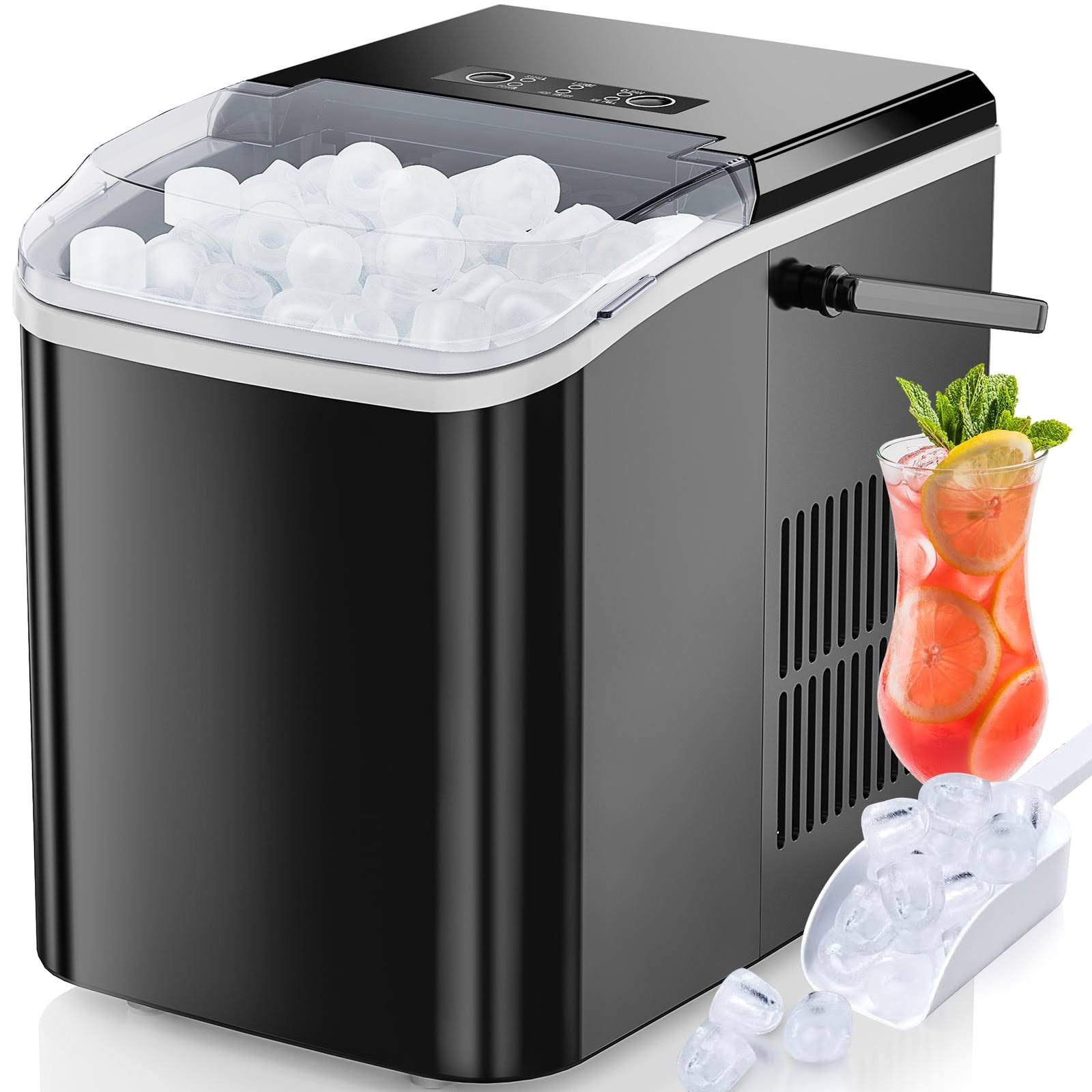 39fcdebde60c5f3f3a52d852fbb9a52c9f58454550abdc8a767a692a0b6311c2.jpg Edx Countertop Ice Maker, Self-Cleaning Portable Ice Maker Machine with Handle and Ice Scoop, Bullet Ice Cubes, 9Pcs/6Min 26.5Lbs/24H for Home/Kitchen - Image 1