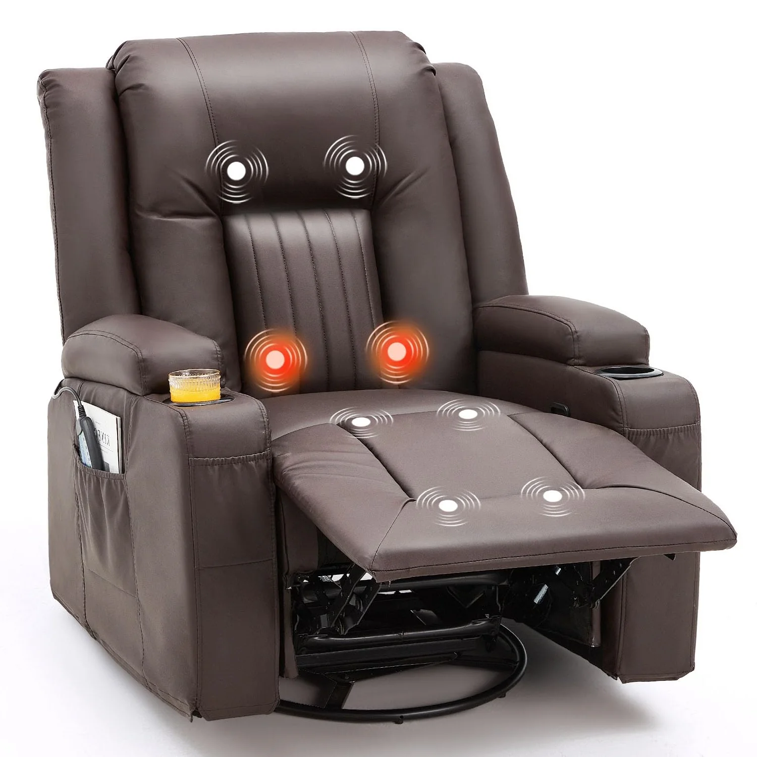 3a08fcb59bbdbb8e8f2788690ff9a0ebcf1166bb65e7bb160fbea19014294011.webp AECOJOY Massage Recliner Manual Chair with Heating & 360° Swivel Rocking Function, Brown - Image 1