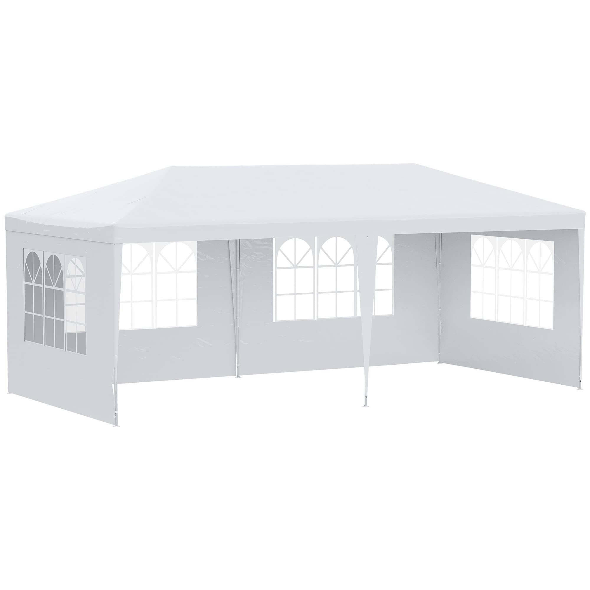 3a431f28cb4f237454e6550edc2503b26bd591eccffa2e79deb7e59334c51b05.jpg Outsunny 10' x 20' Large Party Tent, Event Shelter Gazebo Canopy with 4 Removable Side Walls for Weddings, Picnic, White - Image 1