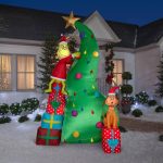 10 ft. Tall Christmas Inflatable Grinch and Max with Christmas Tree and Presents