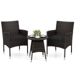 Tangkula 3 Piece Patio Furniture Set | Hand-Woven PE Wicker Conversation Set
