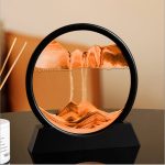 3D Moving Sand Art Picture Decor, Deep Sea Sandscape Liquid Motion, Round Glass