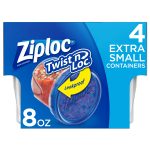 Ziploc Twist 'n Loc Containers & Lids, 8 Ounce, Extra Small - 4 containers & lids