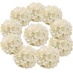 Flojery Silk Hydrangea Heads Artificial Flowers Heads with Stems for Home Wedding Decor,Pack of 10 (Champagne)