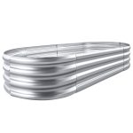 Land Guard Galvanized Raised Garden Bed Kit Galvanized Planter Garden Boxes Outdoor Oval Large Metal for Vegetables, 1-silver, 421ft(1pcs