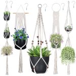 HmiL-U Macrame Plant Hangers, Hanging Planters Set of 5 with 5 Hooks, Hanging Planters for Indoor and Outdoor Plant D?cor, Different Tier (5 Sizes)