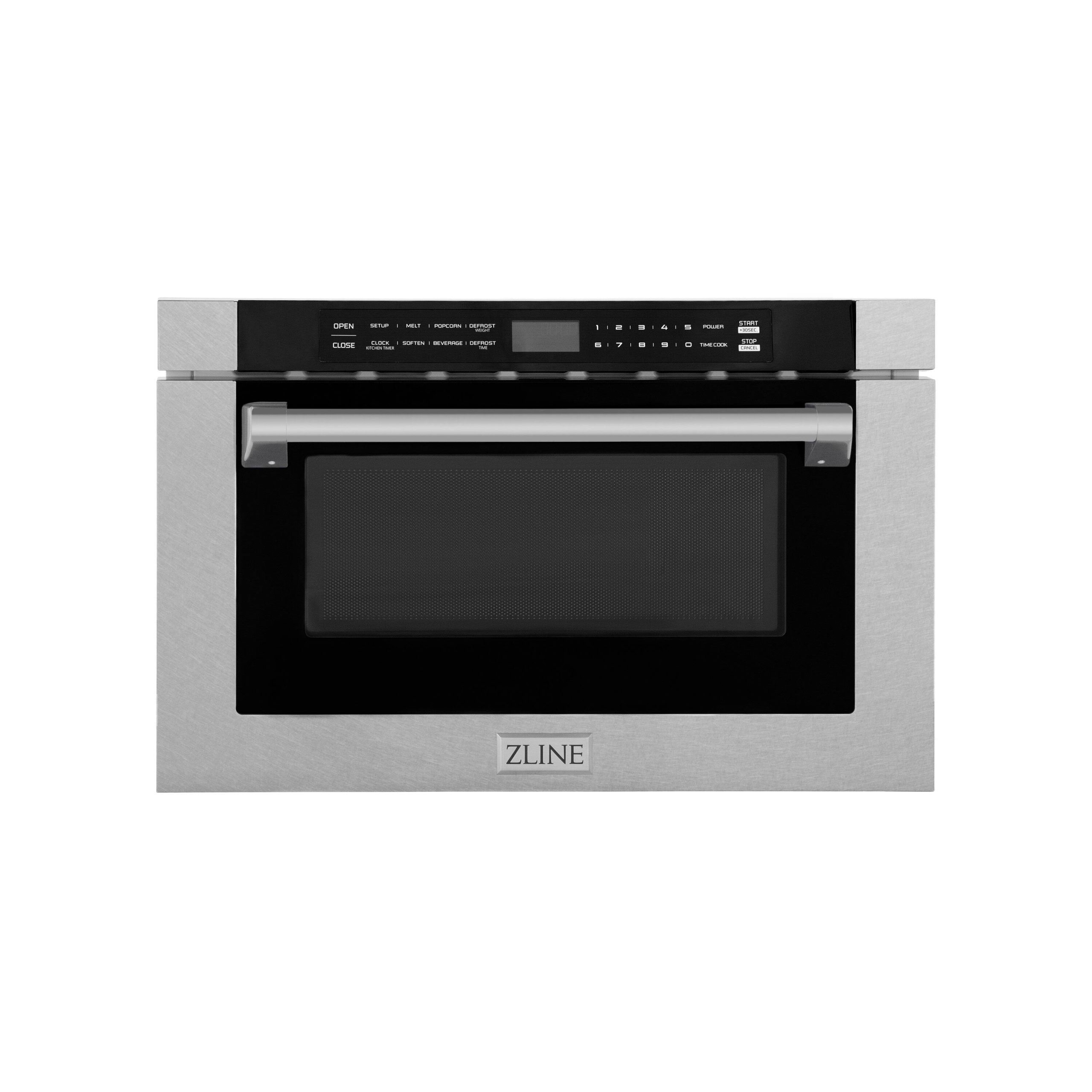 3ae41c00008f21f2e92539df4a5e6a9ba52d835fa564d27ca7e0964bb70e687f.jpg ZLINE 24" 1.2 Cu ft Built-In Microwave Drawer with A Traditional Handle in Fingerprint Resistant Stainless Steel (MWD-1-SS-H) - Image 1
