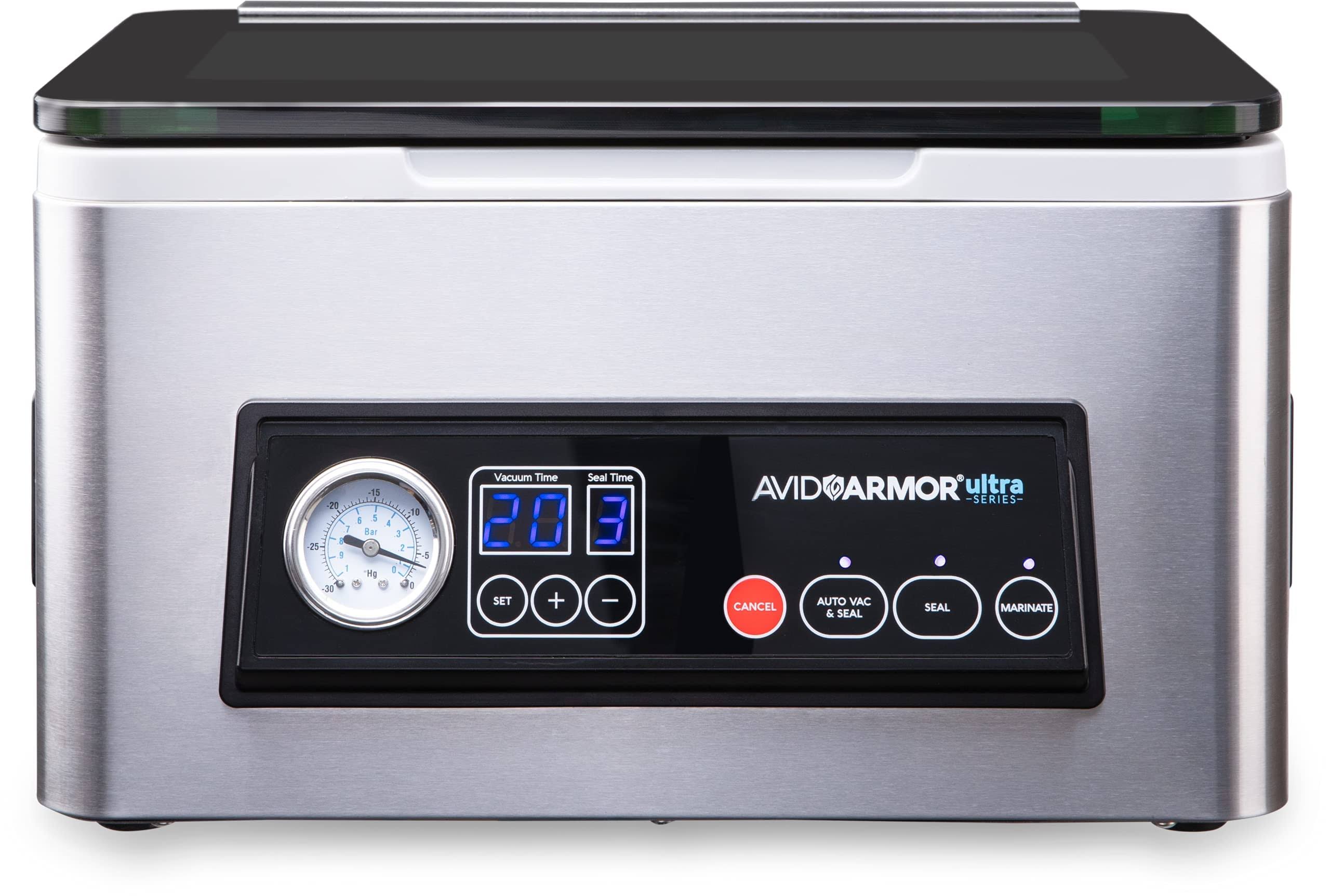3af7a08bd1bedda2ddf3f9ff8c07394f63455417ce19b58018fcac188e5f2018.jpg Avid Armor Ultra Series USV20 Chamber Vacuum Sealer System - Image 1