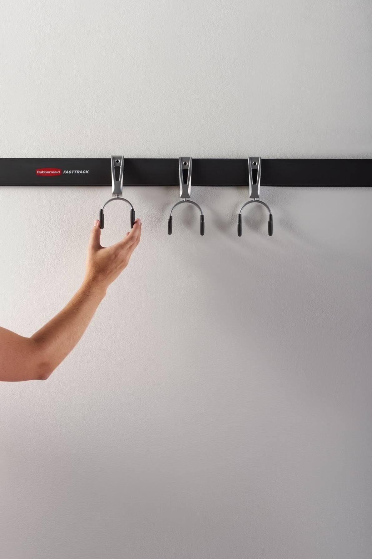 3b13a977d509b440baa4c2677a03d675906c4c887ab1264421fa73f8b7be93aa.jpg Rubbermaid Fast Track Garage Storage Wall Mounted Compact Hook 3 Piece Set. - Image 1