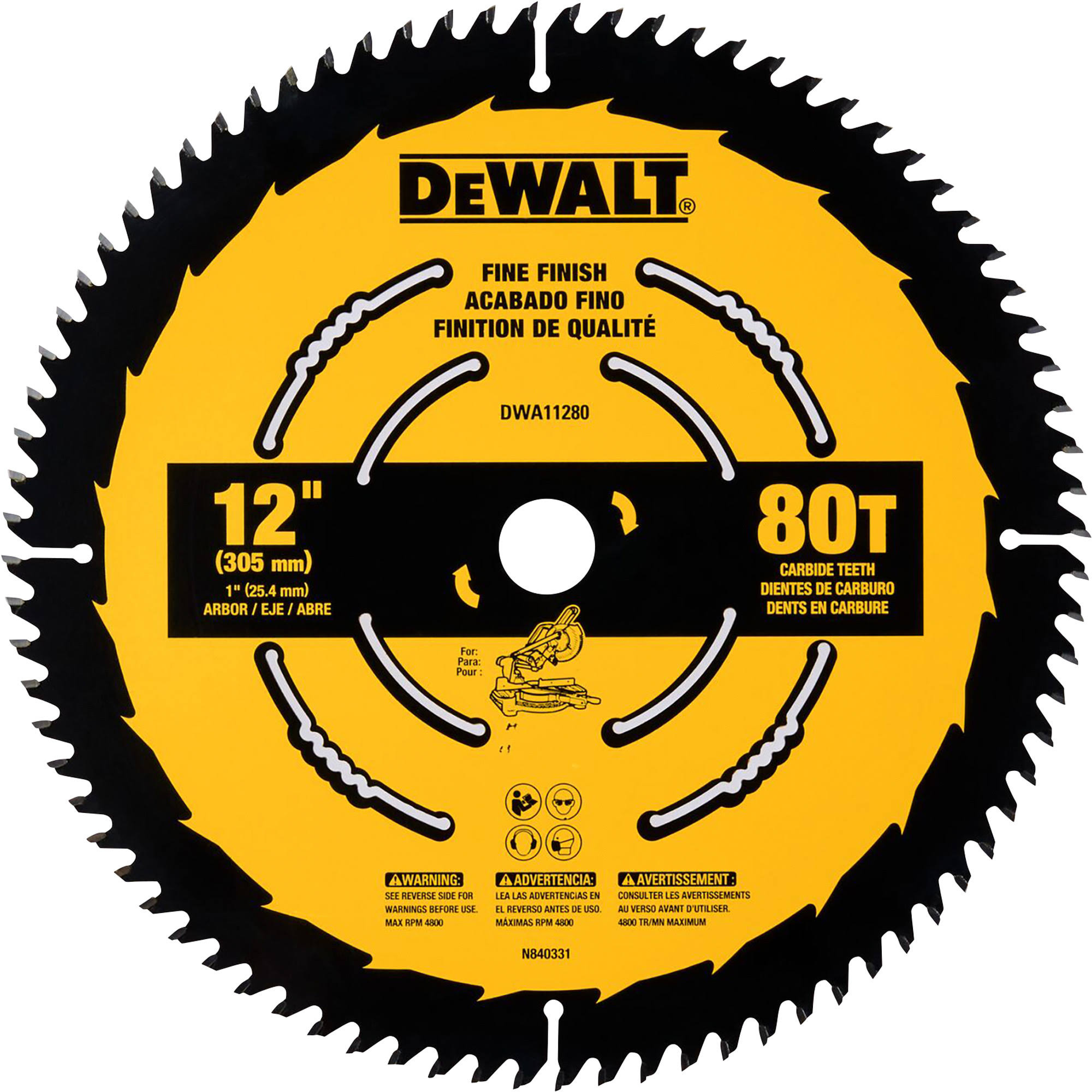 3b45dbaba7b538b2bd803a740a796bf116bb21ea074504ca2cf9de4c4668f434.jpg DeWalt Circular Saw Blade 12" 80T - Image 1