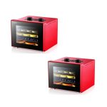 Nutrichef NCDH4S.5 Premium Food 350W Dehydrator Machine w/ 4 Trays, Red (2 Pack)