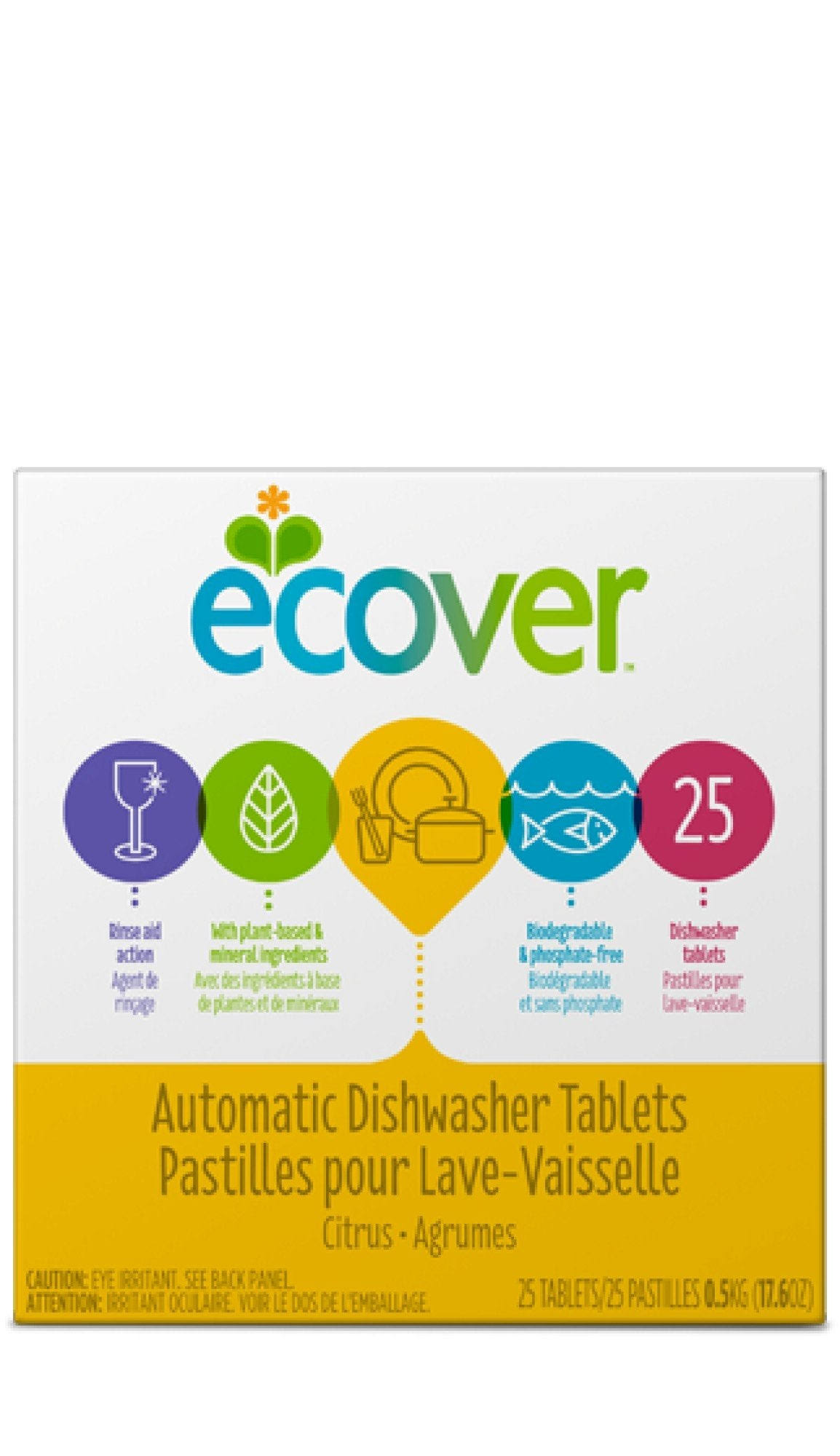 3b5991120bf59550097a36eec682b408652eecdca9b71d74621638e30f7f6b29.jpg Ecover Automatic Dishwasher Tablets, Citrus - 25 tablets, 17.6 oz - Image 1