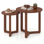 Tangkula Round Nesting Coffee Table Set of 2