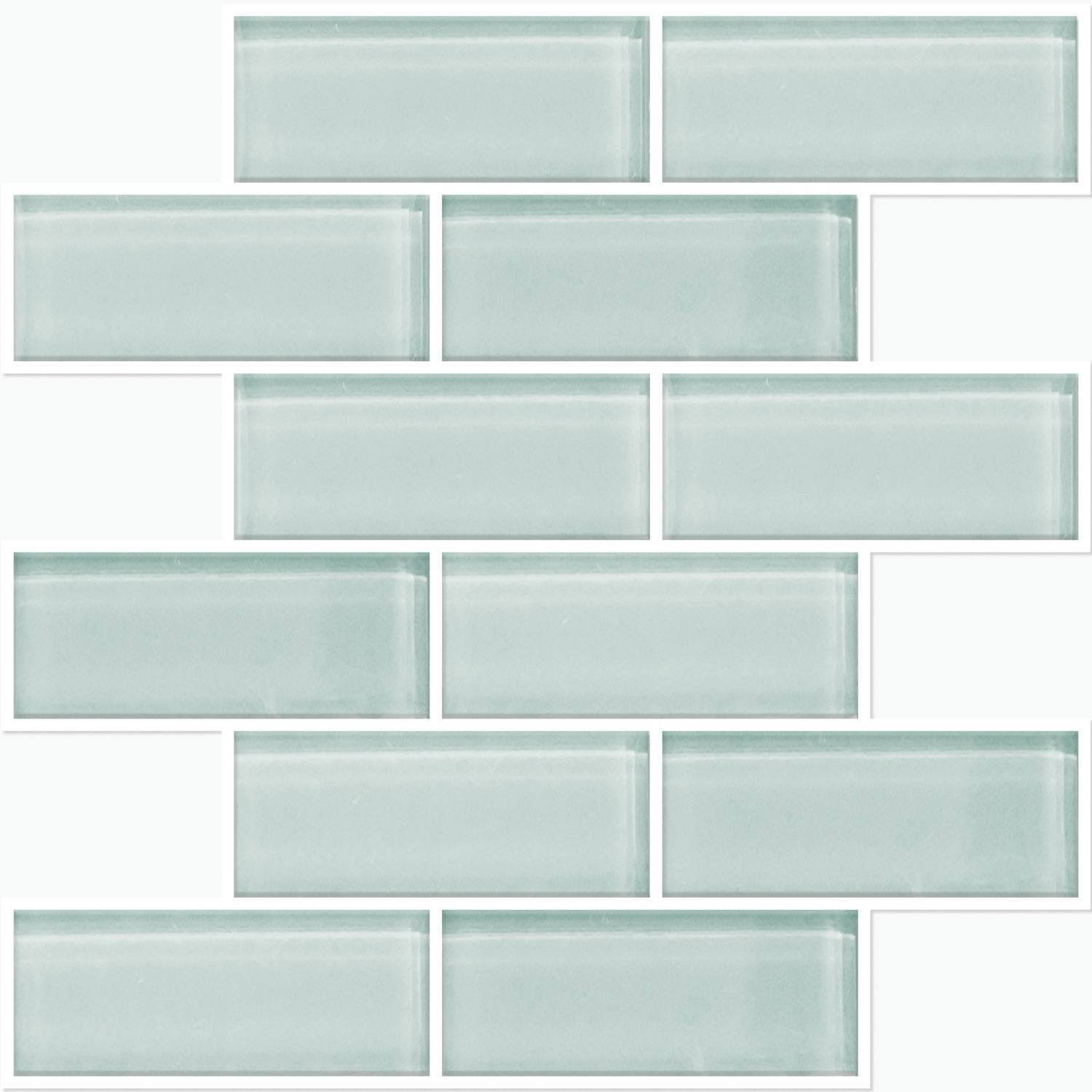 3bb2c790af2dfeb337332edf80967eeb38467e375dc48417af4775d839df3bd3.jpg RoomMates Aqua Seaglass Subway Peel & Stick Tile - Image 1