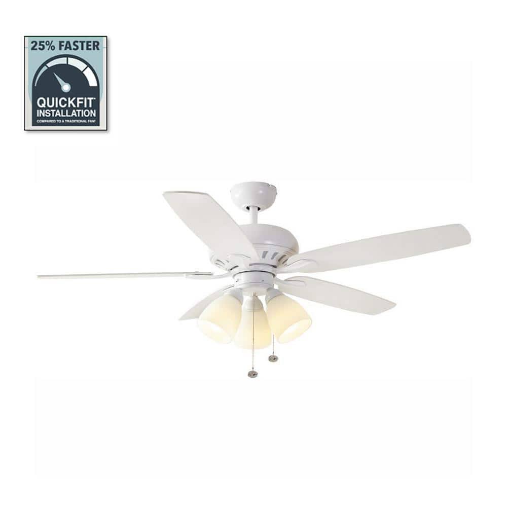 3bb769344f7e71fa3db3d6f9706ac622f6022a96a70c97669c088ee9eece6ba9.jpg Hampton Bay Rockport 52 in. LED Matte White Ceiling Fan - Image 1