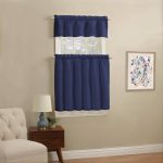 Mainstays Solid Kitchen Window Curtain Tier and Valance Set, Size: 56 x 36, Blue