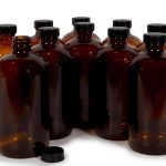 Vivaplex, 12, Amber, 16 oz Glass Bottles, with Lids