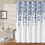 Lush Decor Weeping Flower Shower Curtain - Navy & Blue