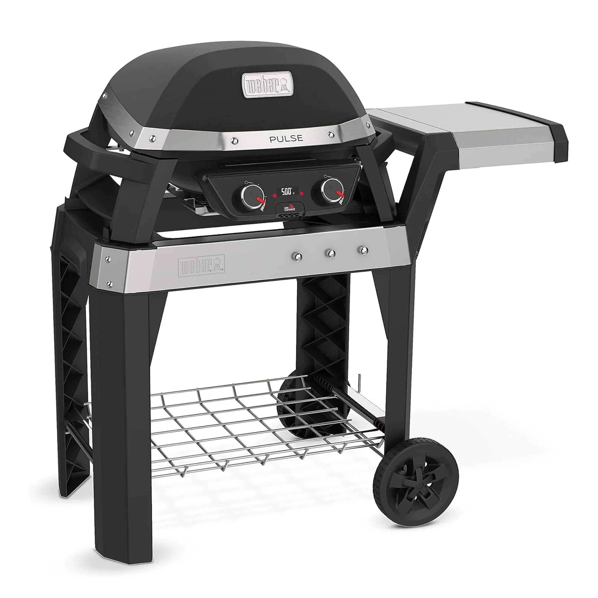 3bfda2b11c851eb9dbffeda6fafb03d6ee20494f9bb7d692063eadbdc51e096d.webp Weber Pulse 200 Electric Grill Rolling Cart with Foldable Side Table, Black - Image 1