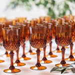 Fun Express Bulk 48 Count Amber Patterned Wine Glasses