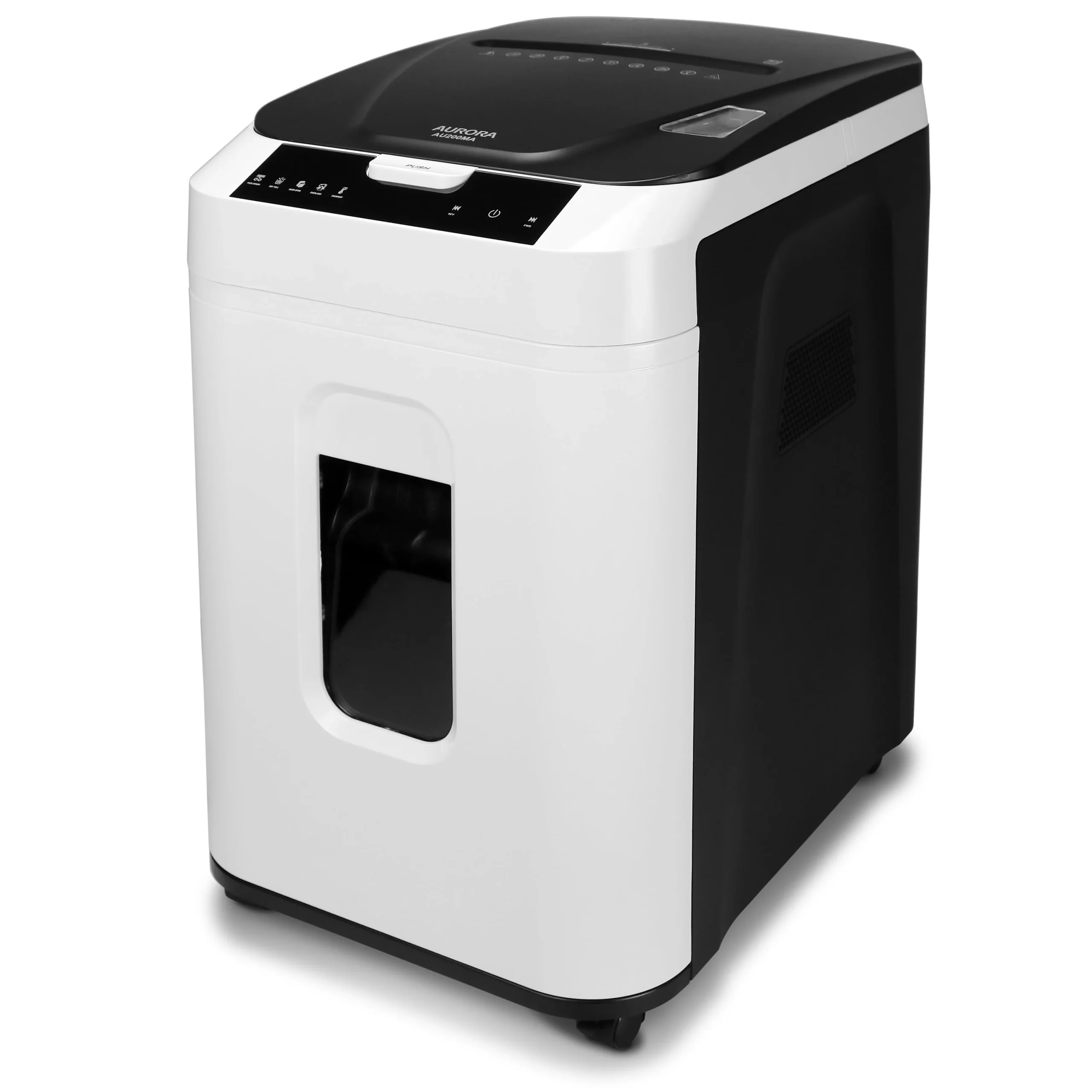 3c2147f6fc1c4c84ac92cc6e4ddbd204abf632eb27644ce30b42b10be5ed09bf.webp Aurora GB Commercial Grade 200 - Sheet Auto Feed Micro - Cut Paper Shredder with Pullout Basket - Image 1