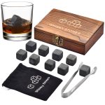 Whiskey Stones, Whiskey Stone Gift Set, 9 Granite Whisky Rocks, Burbon Gifts Cool Presents for Men Dad Husband Boyfriend, Unique Anniversary