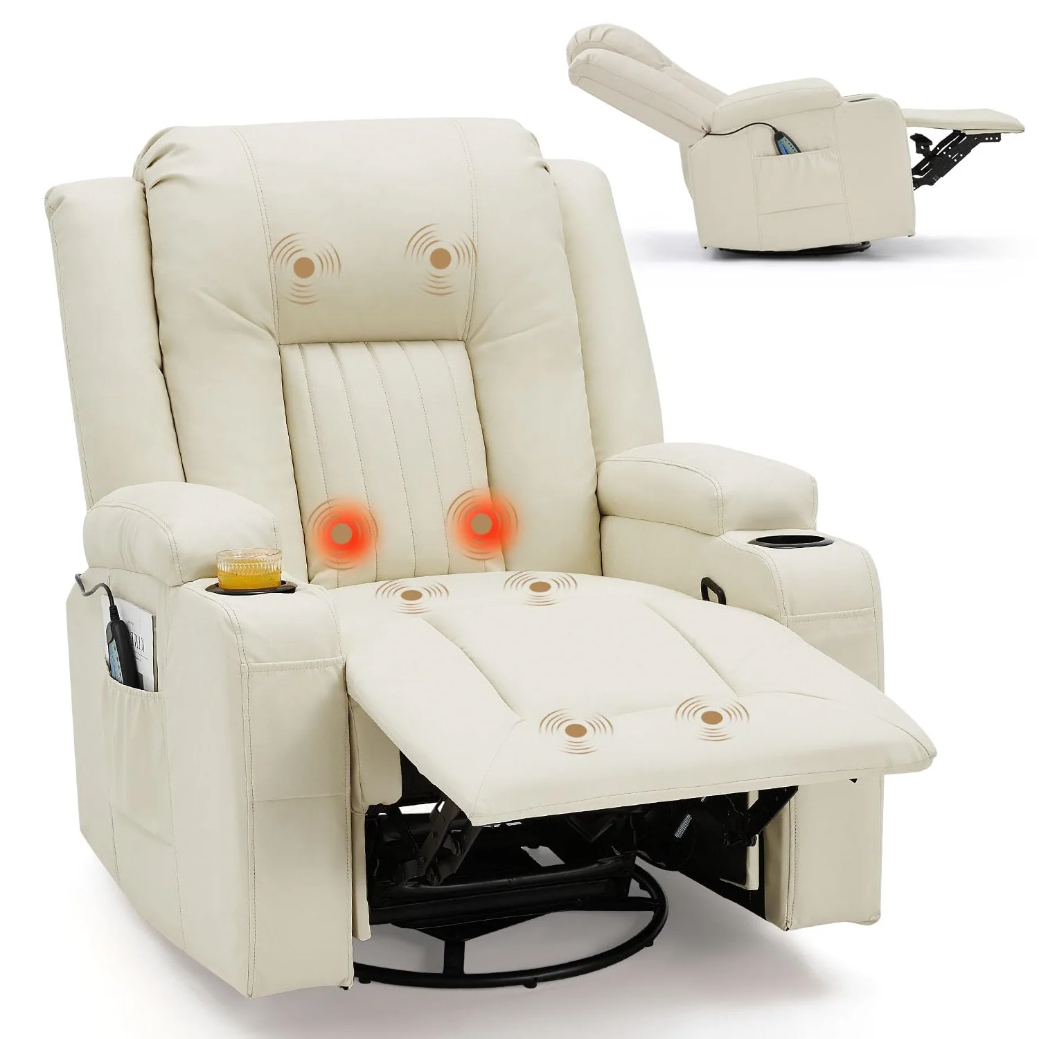 3c2ad1f223cfbbc859092674a18216d219e69d388d51ac34295d60d0f019beaa.webp AECOJOY Massage Recliner Manual Chair with Heating & 360° Swivel Rocking Function, Cream White - Image 1
