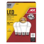 Ace A19 E26 (Medium) LED Bulb Soft White 60 Watt Equivalence 4 Pk
