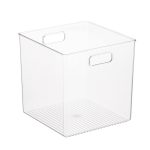 iDesign Linus Cube Bin with Handles - Clear - S (Small)