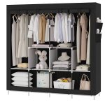UDEAR Portable Closet Large Wardrobe Closet Clothes Organizer with 6 Storage Shelves, 4 Hanging Sections 4 Side Pockets,Black