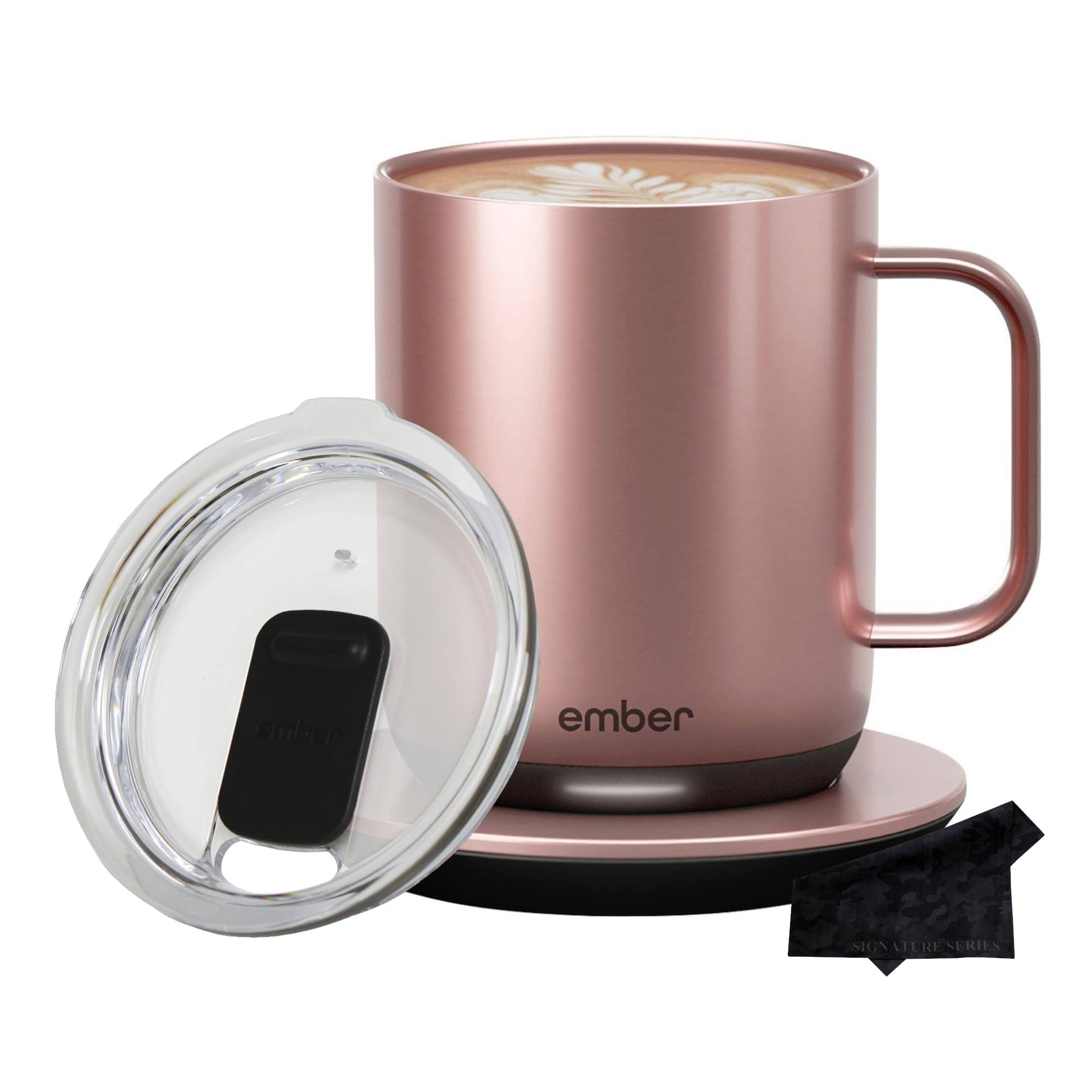3cd8f35a13aaddf47d3bc560a32c2d4047dea5e92d5f229fcf0adf2b5cf818af.jpg Ember Temperature Control Smart Mug 2, 10 oz, Rose Gold | 1.5-hr Battery Life | App Controlled Heated Coffee Mug | Improved Design with Clear - Image 1